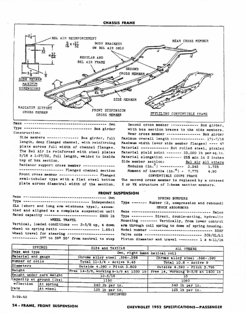 1952 Chevrolet Specifications Page 17